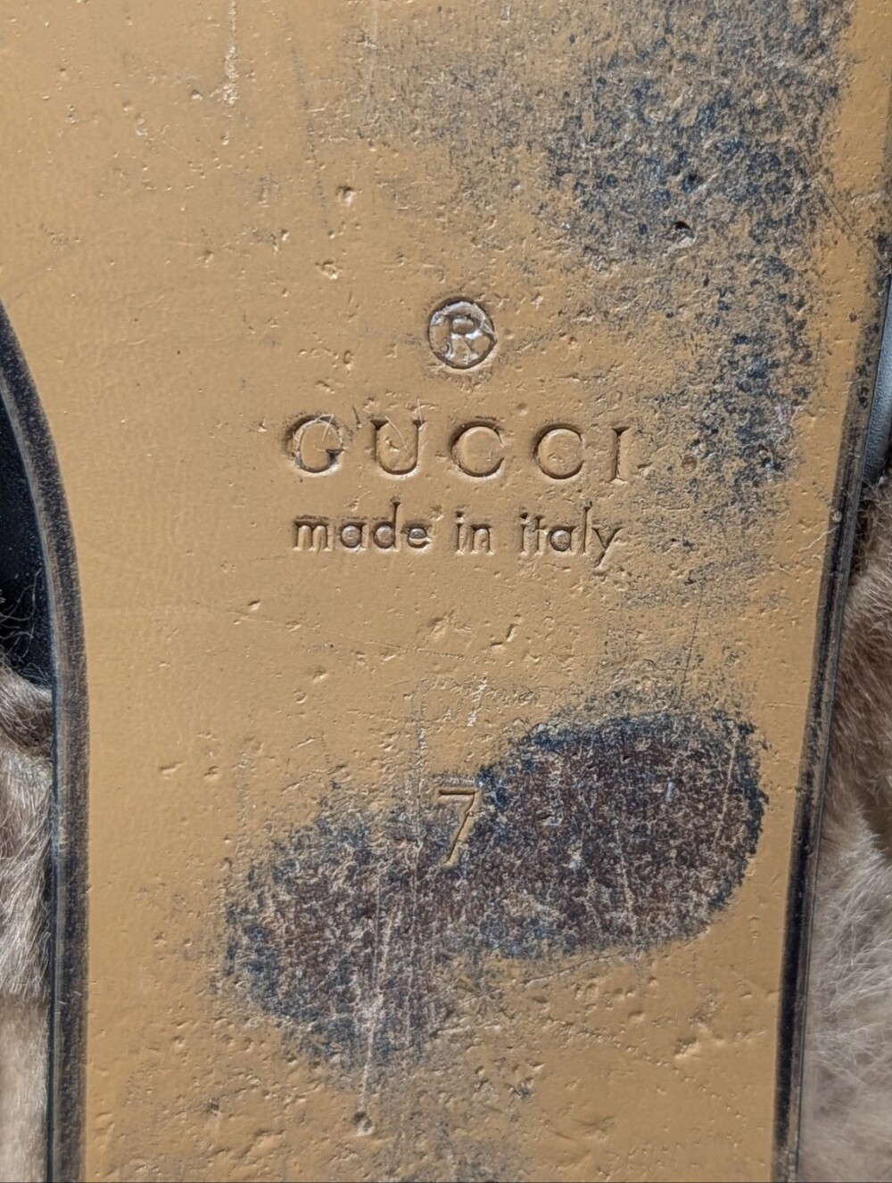 Gucci Men's Black Leather Horsebit Fur Princetown Mule Loafers Size 7 - Picture 11 of 13